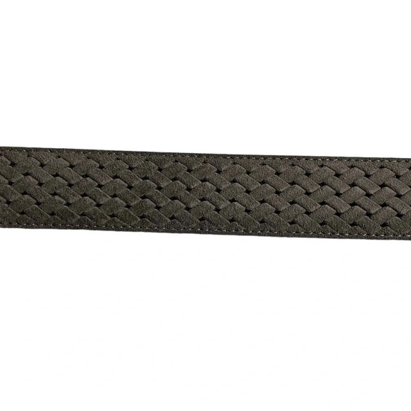Linen St Barth Men’s Braided Belt Sz 47 Gray Genuine Leather Suede Classic Italy - Picture 6 of 7
